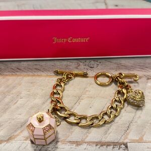 JUICY COUTURE PAVE HEART STARTER SET CHARM BRACELET RARE MUSIC BOX CHARM
